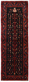 Dywan Perski Hamadan 104X300 Chodnikowy Czarny/Ciemnoczerwony (Wełna, Persja/Iran)