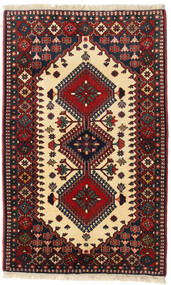 83X135 Dywan Yalameh Orientalny Ciemnoczerwony/Beżowy (Wełna, Persja/Iran) Carpetvista