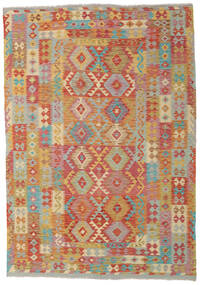  Kilim Afghan Old Style Rug 204X291 Wool Beige/Orange Carpetvista