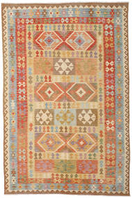  Orientalisk Kelim Afghan Old Style Matta 207X308 Beige/Orange Ull, Afghanistan Carpetvista