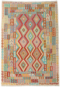  Orientalischer Kelim Afghan Old Stil Teppich 201X294 Beige/Braun Wolle, Afghanistan Carpetvista