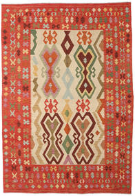 211X306 Tapis D'orient Kilim Afghan Old Style Rouge/Beige (Laine, Afghanistan) Carpetvista