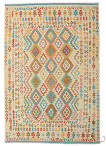  Orientalischer Kelim Afghan Old Stil Teppich 208X303 Beige/Gelb Wolle, Afghanistan Carpetvista