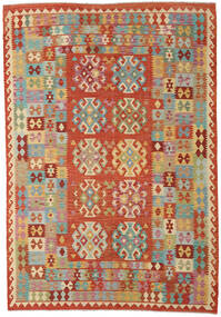  Orientalisk Kelim Afghan Old Style Matta 205X298 Beige/Brun Ull, Afghanistan Carpetvista