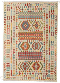  Oriental Kilim Afghan Old Style Rug 208X304 Beige/Brown Wool, Afghanistan Carpetvista
