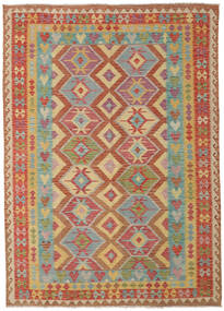  Kilim Afghan Old Style Rug 209X291 Wool Beige/Brown Carpetvista