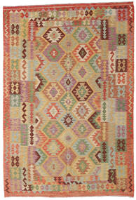  Orientalisk Kelim Afghan Old Style Matta 203X298 Beige/Brun Ull, Afghanistan Carpetvista