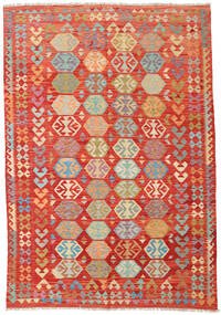  Kilim Afegão Old Style Tapete 203X291 Lã Vermelho/Bege Carpetvista