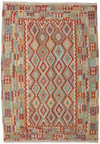 絨毯 キリム アフガン オールド スタイル 208X298 ベージュ/グリーン (ウール, アフガニスタン)