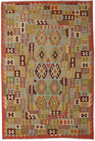  Kilim Afghan Old Style Rug 202X293 Brown/Orange Carpetvista