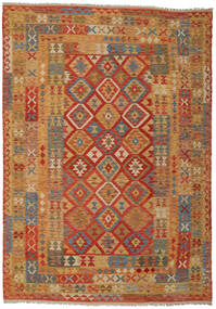  204X286 Kelim Afghan Old Style Teppe Oransje/Brun Afghanistan Carpetvista