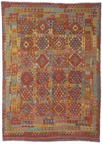  Kilim Afghan Old Style Tapis 203X285 De Laine Marron/Orange Carpetvista