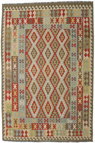 絨毯 キリム アフガン オールド スタイル 200X303 グリーン/ベージュ (ウール, アフガニスタン)