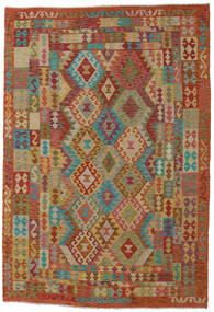  Kilim Afegão Old Style Tapete 201X295 Lã Castanho/Laranja Carpetvista