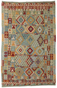 Kelim Afghan Old Style Teppe 197X303 Grå/Brun Ull, Afghanistan Carpetvista