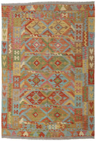 203X295 Kelim Afghan Old Style Matta Orientalisk Brun/Orange (Ull, Afghanistan) Carpetvista