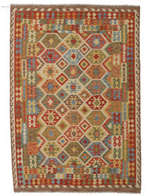  Orientalsk Kelim Afghan Old Style Teppe 207X294 Oransje/Brun Ull, Afghanistan Carpetvista