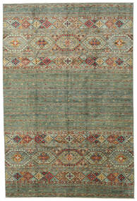 204X312 Shabargan Teppich Moderner Grün/Braun (Wolle, Afghanistan) Carpetvista