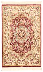 絨毯 オリエンタル クム シルク 80X121 ベージュ/茶色 (絹, ペルシャ/イラン)