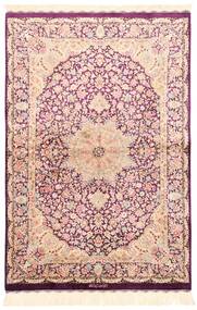 100X148 Qum Silk Rug Oriental Beige/Red (Silk, Persia/Iran)