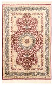 98X147 絨毯 オリエンタル クム シルク ベージュ/茶 (絹, ペルシャ/イラン)