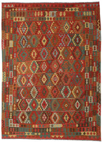 246X341 Kelim Afghan Old Style Matta Orientalisk Brun/Röd (Ull, Afghanistan) Carpetvista
