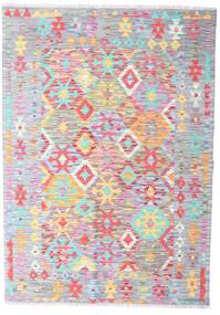  Kilim Afghan Old Style Tappeto 129X185 Di Lana Grigio Chiaro/Rosa Chiaro Piccolo Carpetvista