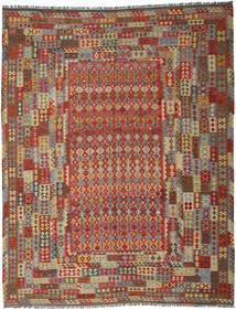 313X396 Kelim Afghan Old Style Matta Orientalisk Brun/Grå Stor (Ull, Afghanistan) Carpetvista