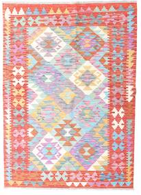  138X175 Kelim Afghan Old Stil Teppich Rot/Hellrosa Afghanistan Carpetvista