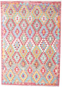  Orientalischer Kelim Afghan Old Stil Teppich 128X184 Rot/Beige Wolle, Afghanistan Carpetvista