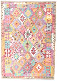  126X180 Kilim Afghan Old Style Rug Light Pink/Beige Afghanistan Carpetvista