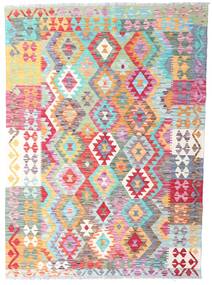  Kilim Afghan Old Style Tappeto 128X177 Di Lana Rosso/Grigio Piccolo Carpetvista