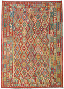  Kilim Afghan Old Style Rug 252X355 Wool Red/Beige Large Carpetvista