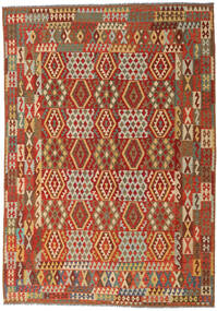  Kelim Afghan Old Style Vloerkleed 253X360 Wol Rood/Bruin Groot Carpetvista
