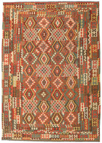  247X348 Kilim Afghan Old Style Rug Brown/Beige Afghanistan Carpetvista
