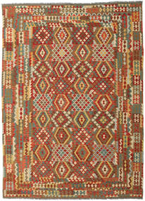  253X349 Kilim Afghan Old Style Rug Brown/Beige Afghanistan Carpetvista