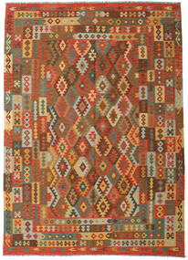  Oriental Kilim Afghan Old Style Rug 246X349 Brown/Red Wool, Afghanistan Carpetvista
