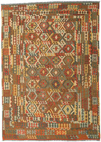  Orientalisk Kelim Afghan Old Style Matta 248X347 Brun/Orange Ull, Afghanistan Carpetvista
