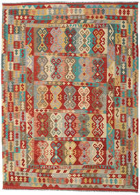 251X343 絨毯 キリム アフガン オールド スタイル オリエンタル ベージュ/レッド 大きな (ウール, アフガニスタン) Carpetvista