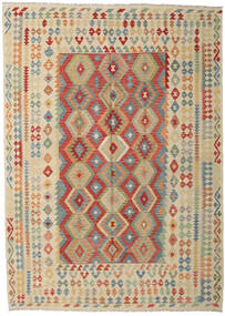 255X356 Tapis D'orient Kilim Afghan Old Style Beige/Gris Grand (Laine, Afghanistan) Carpetvista