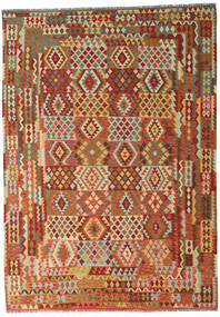  246X352 Kilim Afghan Old Style Rug Brown/Beige Afghanistan Carpetvista