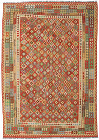  250X358 Kelim Afghan Old Style Matta Beige/Röd Afghanistan Carpetvista