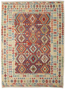Tapis D'orient Kilim Afghan Old Style 250X352 Beige/Rouge Grand (Laine, Afghanistan)