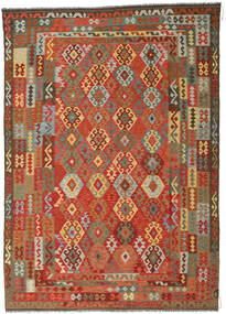  246X349 Kelim Afghan Old Style Tæppe Rød/Brun Afghanistan Carpetvista