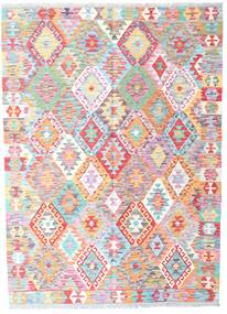 135X188 Kelim Afghan Old Stil Teppich Orientalischer Hellrosa/Rot (Wolle, Afghanistan) Carpetvista
