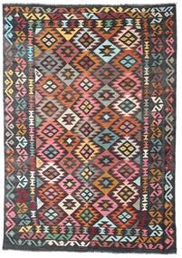 Orientalischer Kelim Afghan Old Stil Teppich 172X250 Rot/Dunkelgrau Wolle, Afghanistan Carpetvista