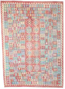 Kelim Afghan Old Stil Teppich 210X295 Beige/Rot Wolle, Afghanistan Carpetvista