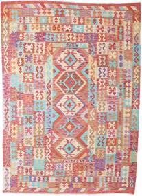  Oriental Kilim Afghan Old Style Rug 212X295 Red/Beige Wool, Afghanistan Carpetvista