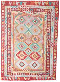 204X287 Kelim Afghan Old Stil Teppich Orientalischer Rot/Beige (Wolle, Afghanistan) Carpetvista