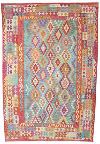 絨毯 オリエンタル キリム アフガン オールド スタイル 200X293 レッド/ベージュ (ウール, アフガニスタン)